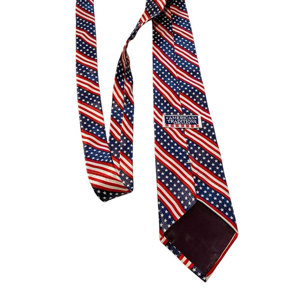 American Traditions Silk Patriotic Stars & Stripes Tie – Red White Blue